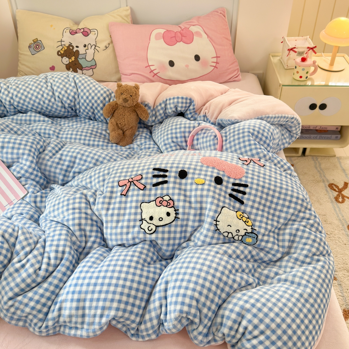 乐童家纺 2025新款小清新牛奶绒毛巾绣四件套-第二波 绒蕾拉小猫