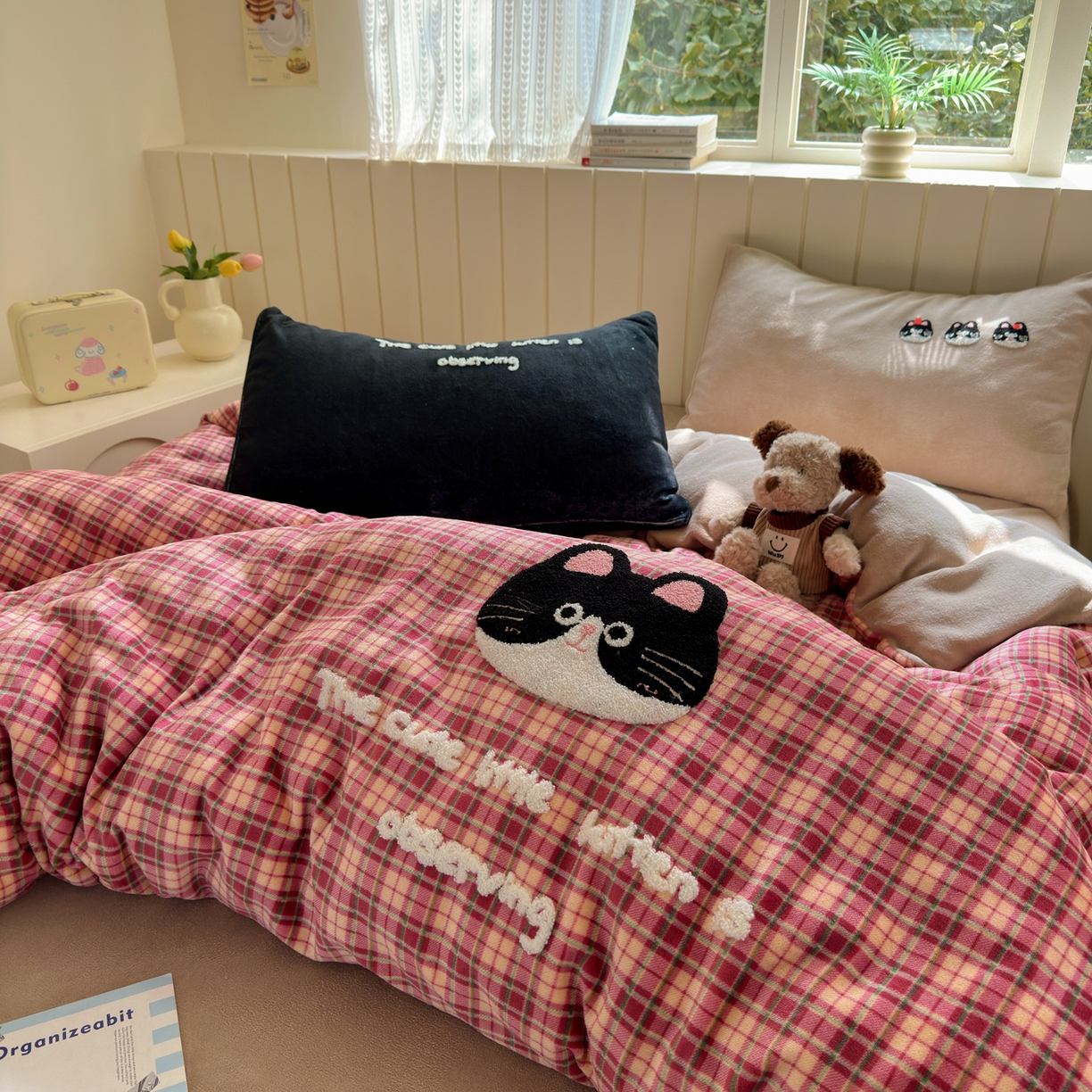 91家纺网 家纺一手货源 找家纺 乐童家纺 2025新款小清新牛奶绒毛巾绣四件套-第二波 大脸猫猫绒