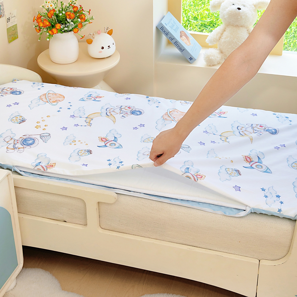梵赫 2025新款新款四季款加厚全棉豆豆绒床垫幼儿园床垫儿童床垫床褥可拆洗 月球漫步