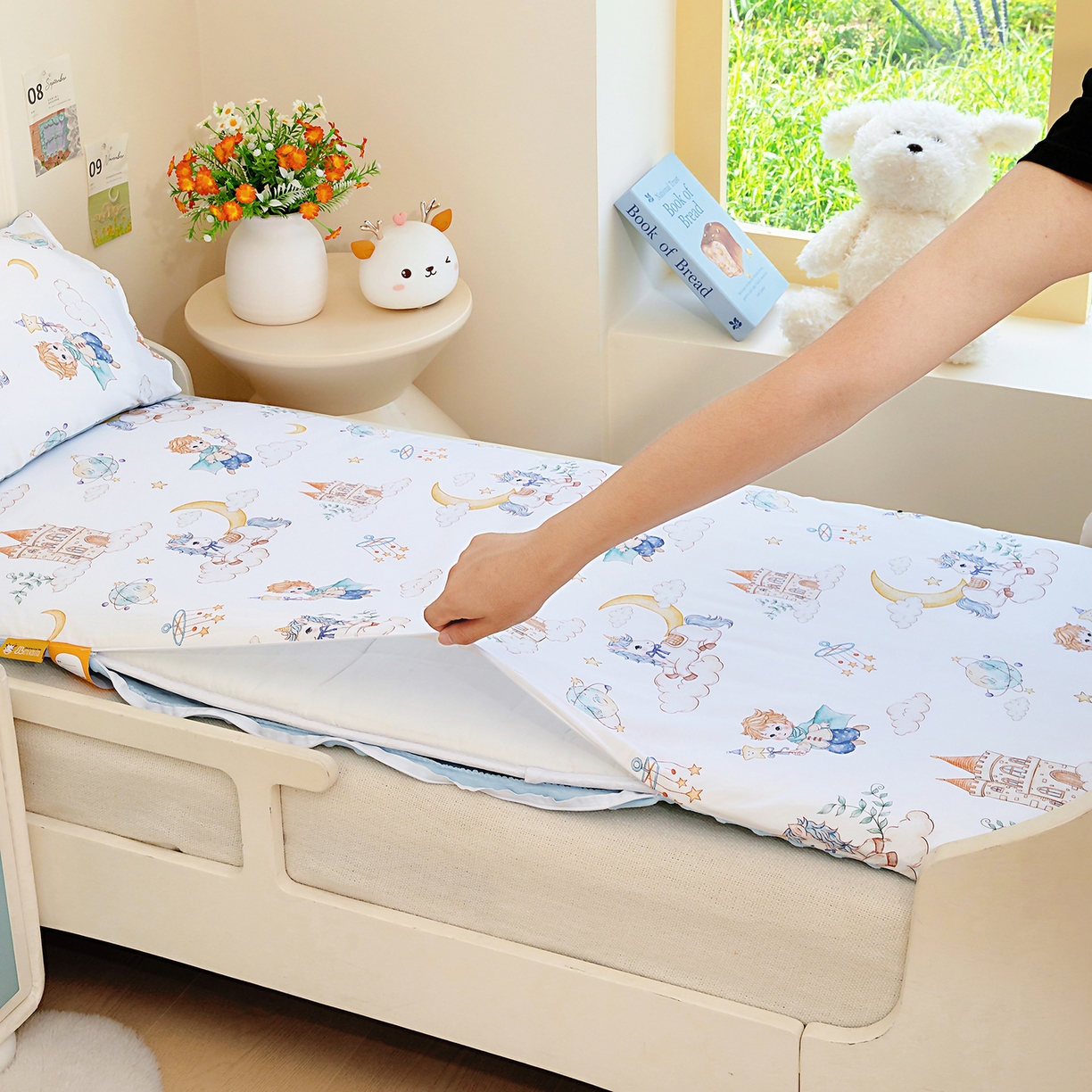 梵赫 2025新款新款四季款加厚全棉豆豆绒床垫幼儿园床垫儿童床垫床褥可拆洗 城堡王子