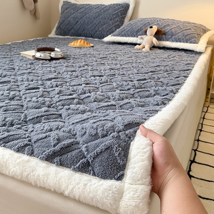 叠派家纺 2025新款塔芙绒夹棉床垫 浅灰色