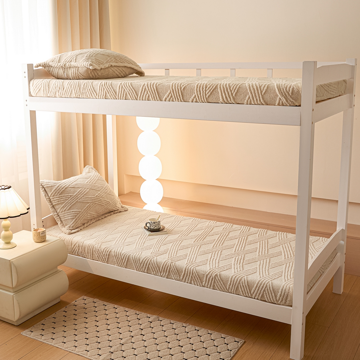 91家纺网 家纺一手货源 找家纺 川悦生活 2025新款塔夫绒印花单床笠 阳光暖垫-奶咖