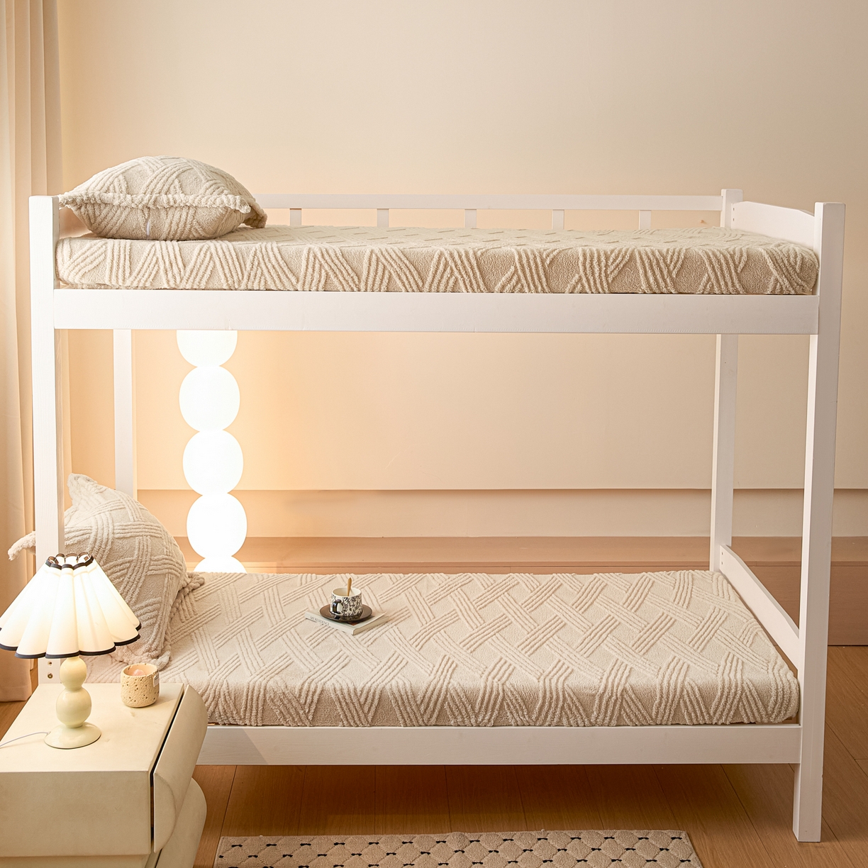 91家纺网 家纺一手货源 找家纺 川悦生活 2025新款塔夫绒印花单床笠 阳光暖垫-奶咖