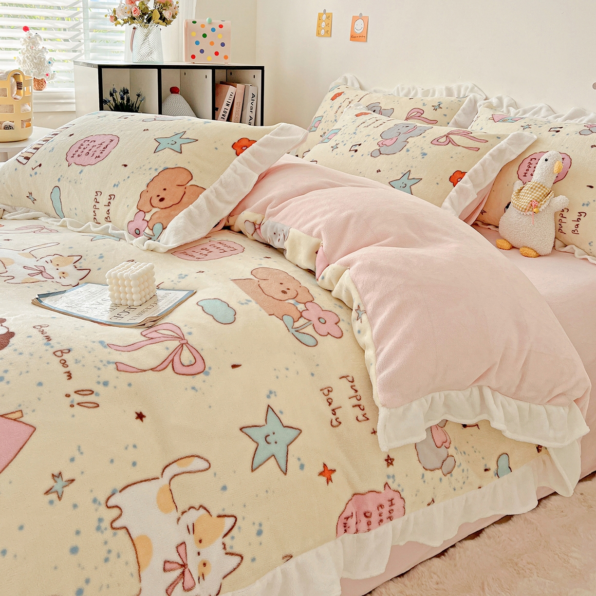 91家纺网 家纺一手货源 找家纺 （总）眷恋家纺 2025新款秋冬新品牛奶绒花边四件套