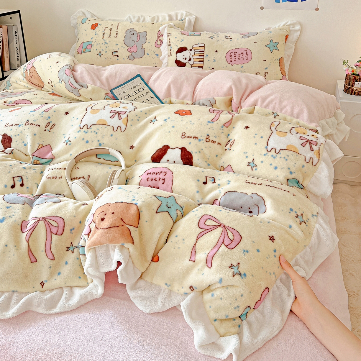 91家纺网 家纺一手货源 找家纺 （总）眷恋家纺 2025新款秋冬新品牛奶绒花边四件套