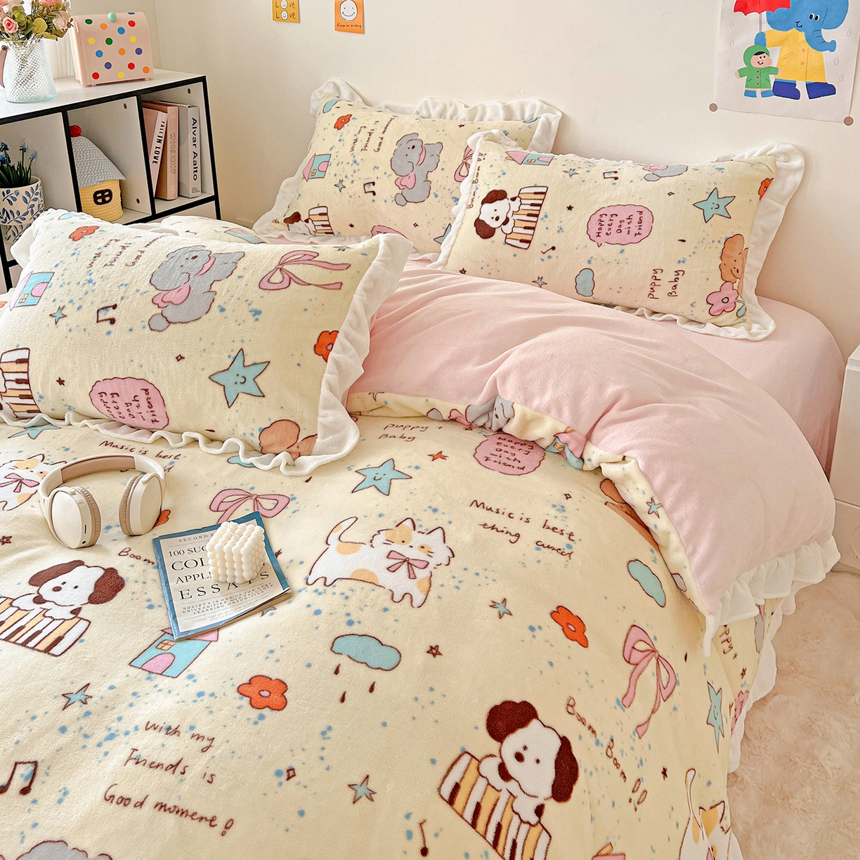 91家纺网 家纺一手货源 找家纺 （总）眷恋家纺 2025新款秋冬新品牛奶绒花边四件套