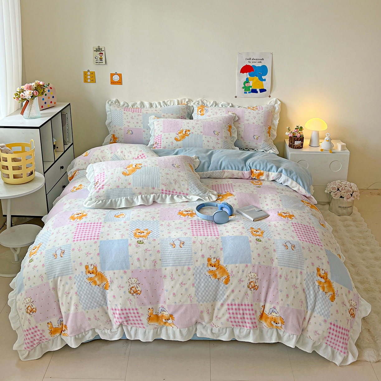 91家纺网 家纺一手货源 找家纺 （总）眷恋家纺 2025新款秋冬新品牛奶绒花边四件套