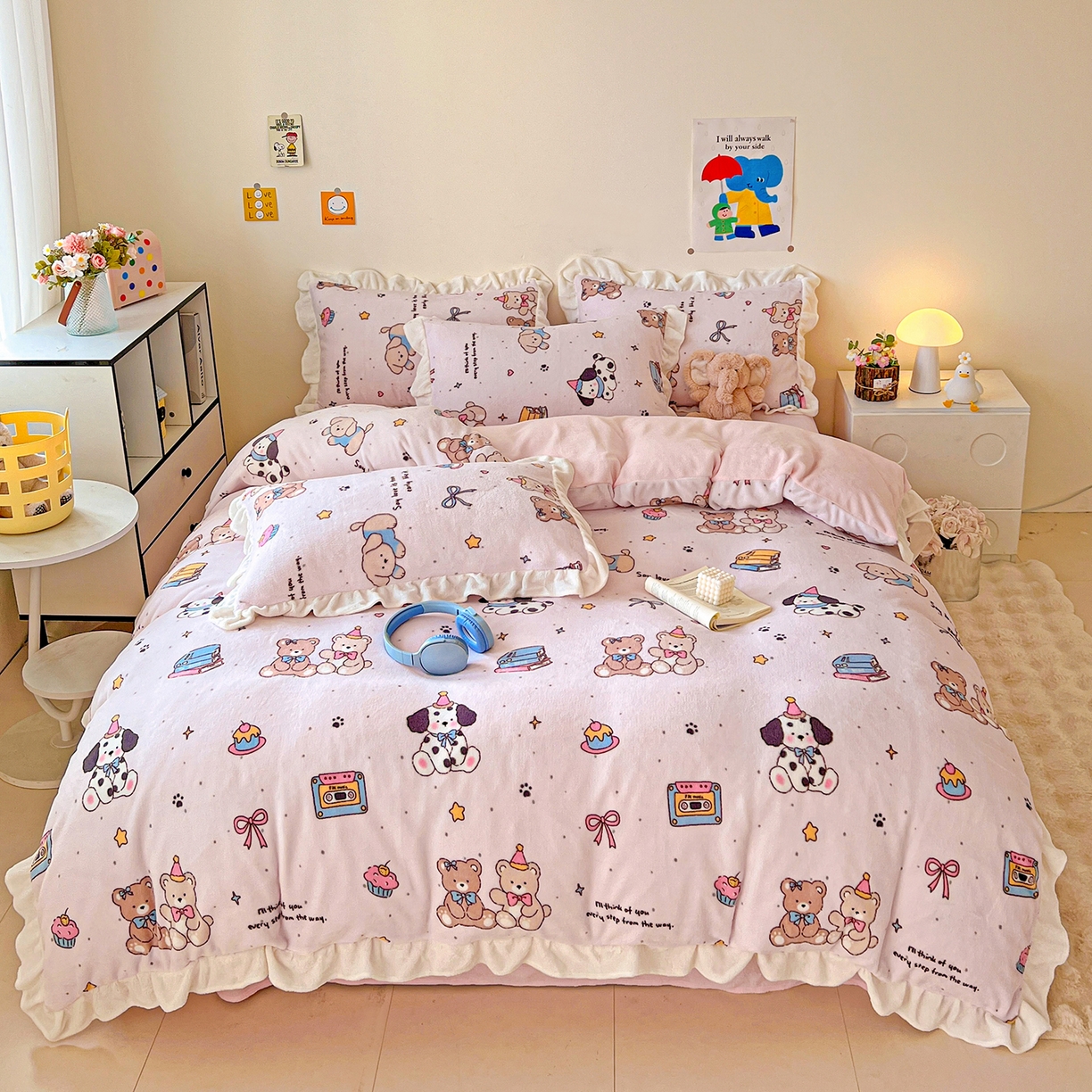 91家纺网 家纺一手货源 找家纺 （总）眷恋家纺 2025新款秋冬新品牛奶绒花边四件套