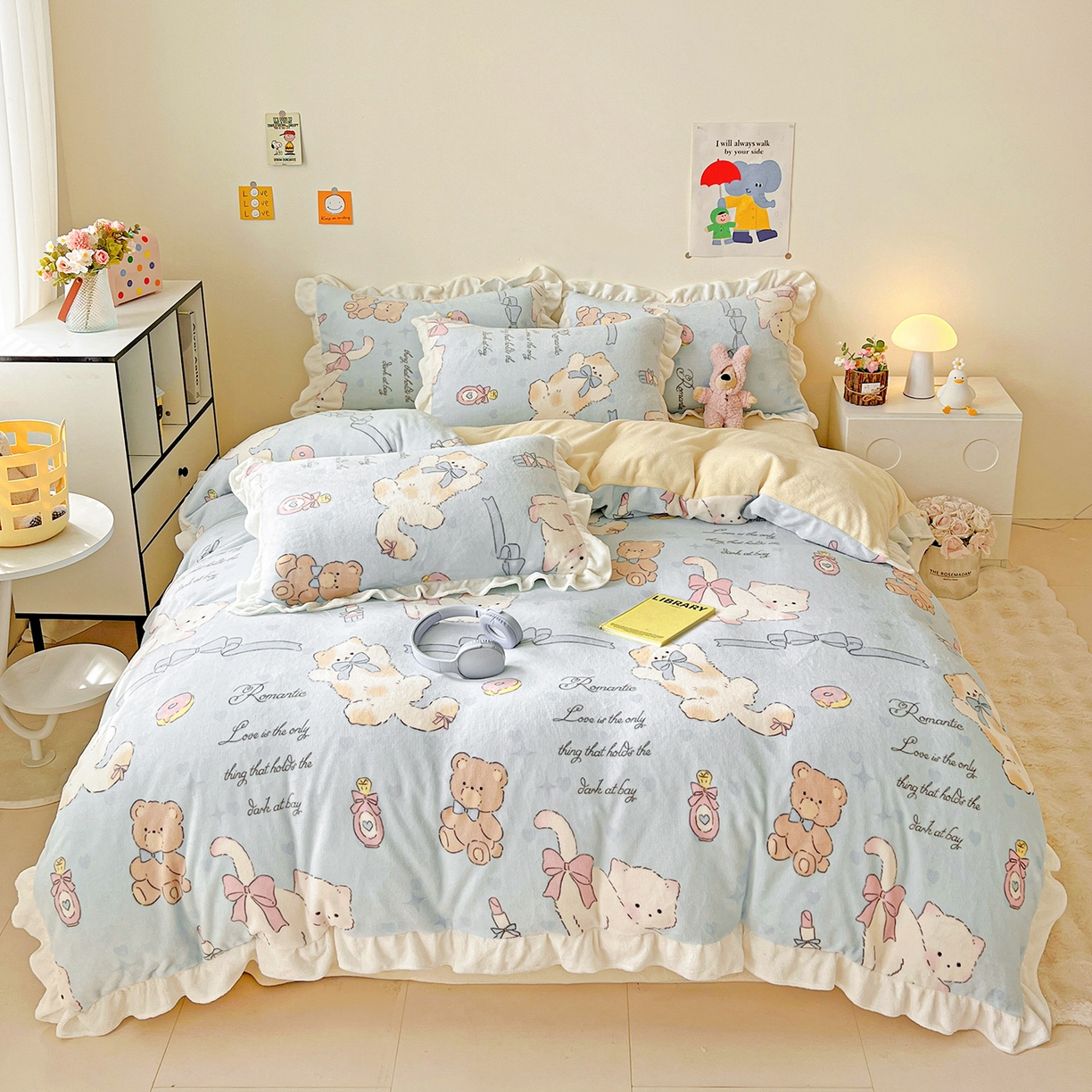 91家纺网 家纺一手货源 找家纺 （总）眷恋家纺 2025新款秋冬新品牛奶绒花边四件套