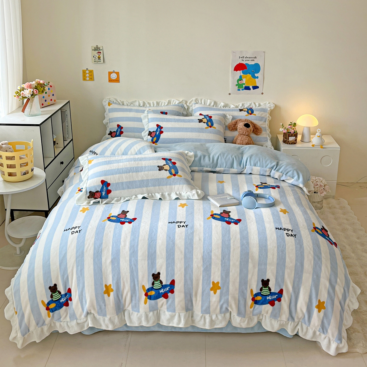 91家纺网 家纺一手货源 找家纺 （总）眷恋家纺 2025新款秋冬新品牛奶绒花边四件套