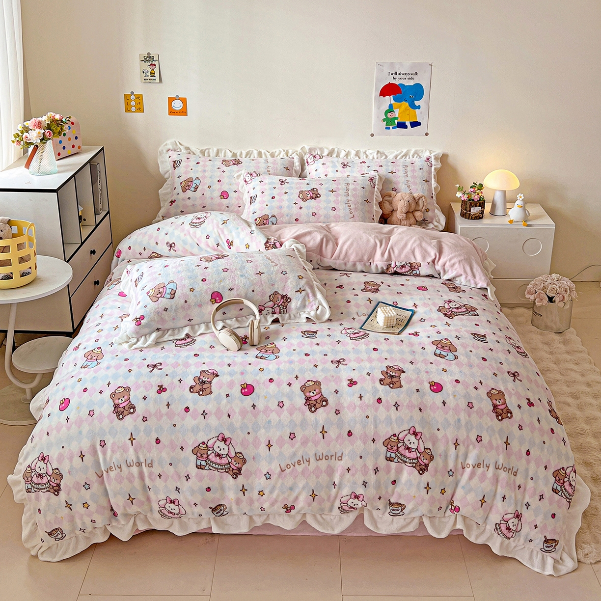 91家纺网 家纺一手货源 找家纺 （总）眷恋家纺 2025新款秋冬新品牛奶绒花边四件套