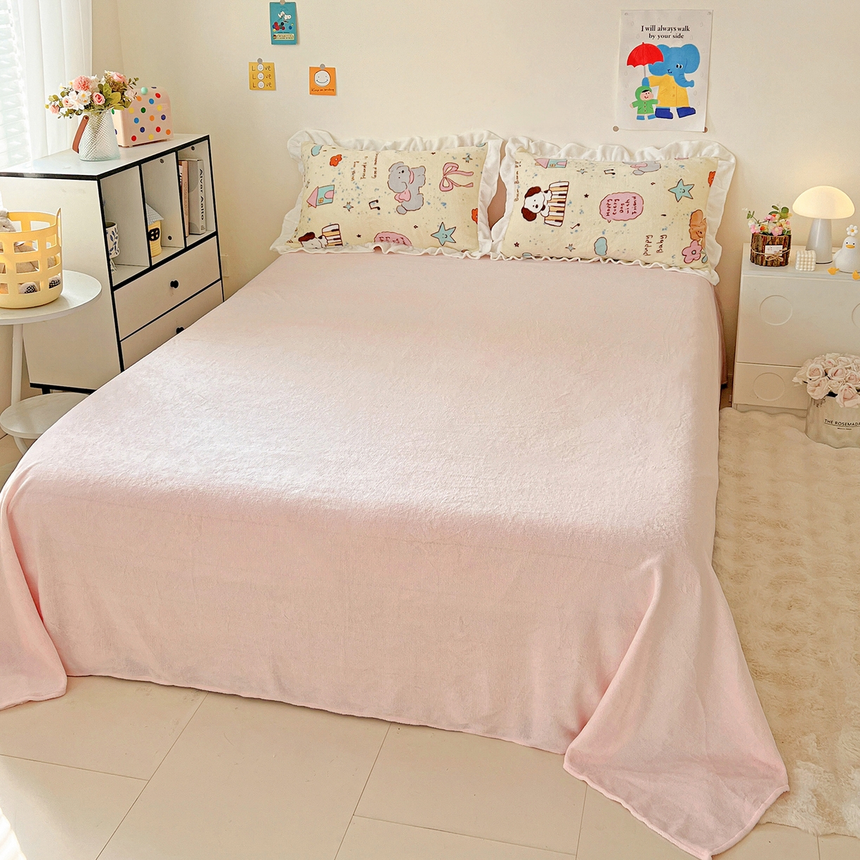 91家纺网 家纺一手货源 找家纺 眷恋家纺 2025新款秋冬新品牛奶绒花边四件套 动物家园