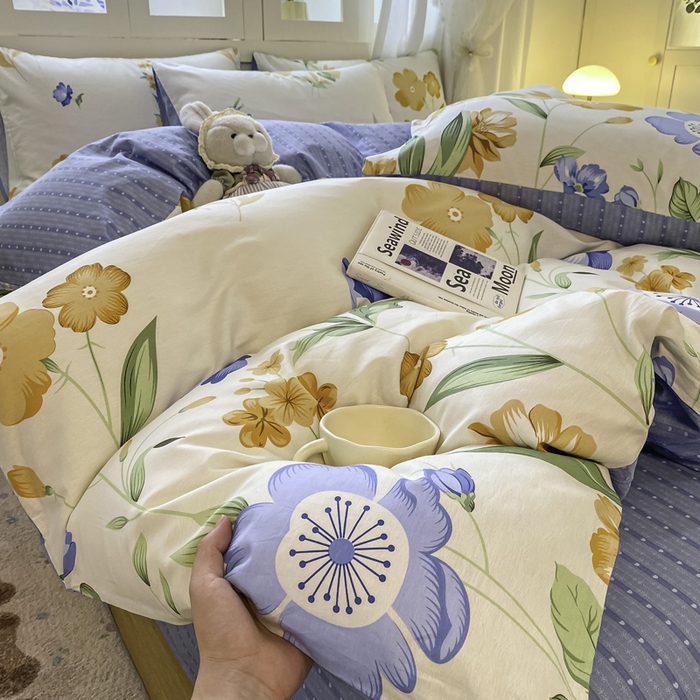 91家纺网 家纺一手货源 找家纺 红日子纺织品 2025新款12868全棉印花系列四件套 和风曼舞