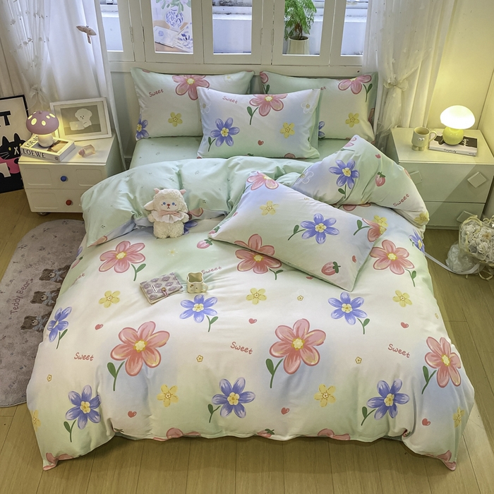 91家纺网 家纺一手货源 找家纺 红日子纺织品 2025新款12868全棉印花系列四件套 恋恋花语