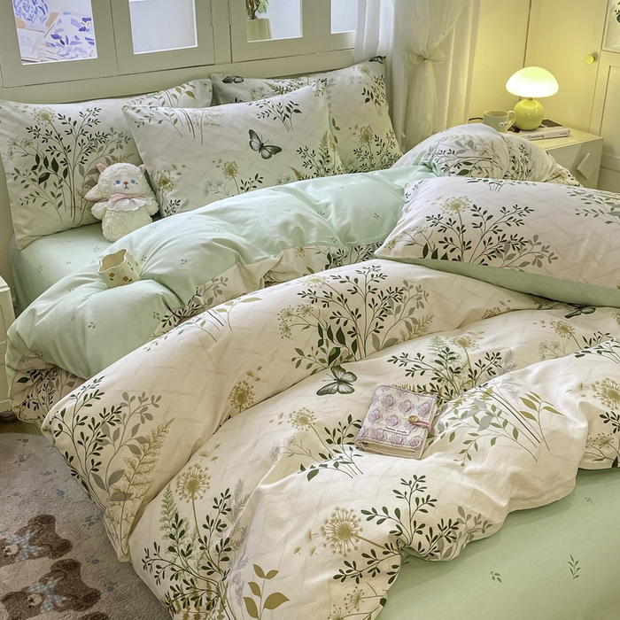 红日子纺织品 2025新款12868全棉印花系列四件套 绿意盎然