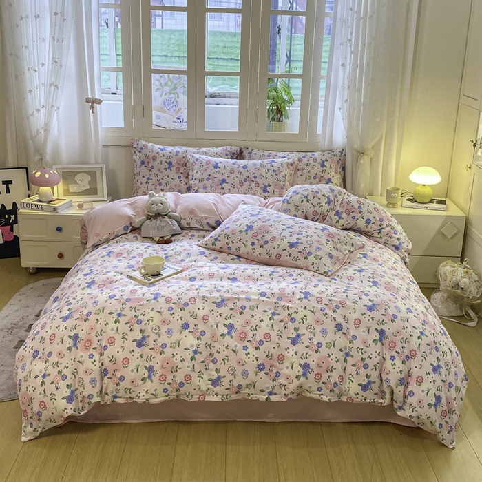 91家纺网 家纺一手货源 找家纺 红日子纺织品 2025新款12868全棉印花系列四件套 满园芬芳