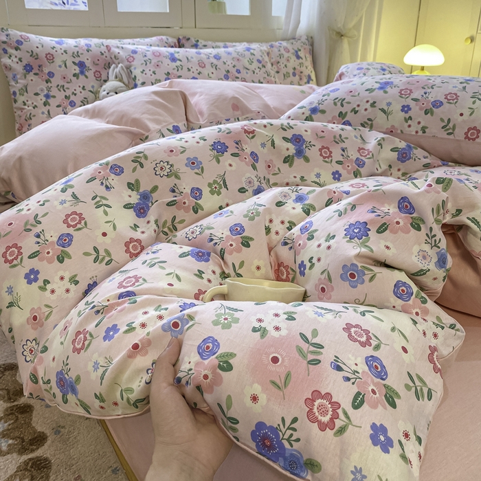 91家纺网 家纺一手货源 找家纺 红日子纺织品 2025新款12868全棉印花系列四件套 满园芬芳