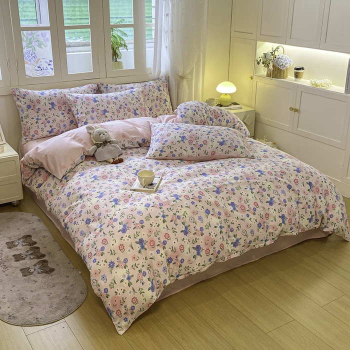 91家纺网 家纺一手货源 找家纺 红日子纺织品 2025新款12868全棉印花系列四件套 满园芬芳