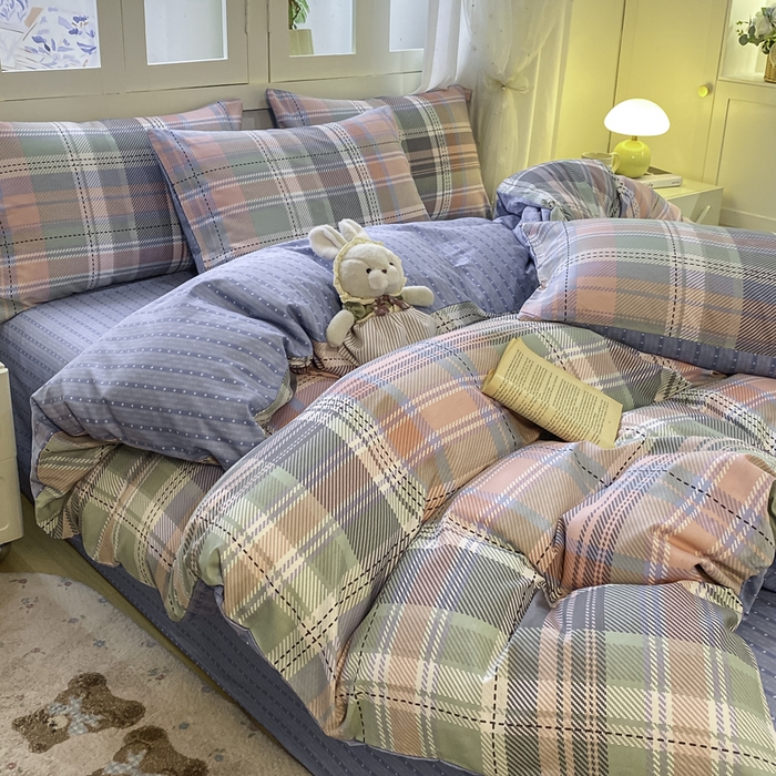 91家纺网 家纺一手货源 找家纺 红日子纺织品 2025新款12868全棉印花系列四件套 悦色格调