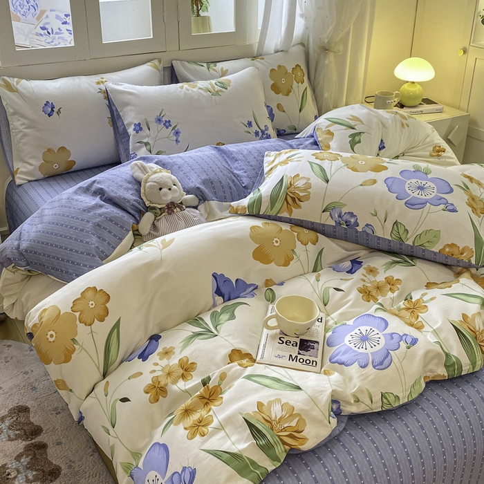 91家纺网 家纺一手货源 找家纺 红日子纺织品 2025新款12868全棉印花系列四件套 和风曼舞