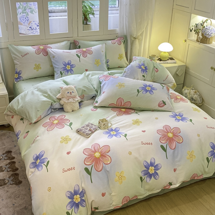 91家纺网 家纺一手货源 找家纺 红日子纺织品 2025新款A类全棉印花单被套 恋恋花语