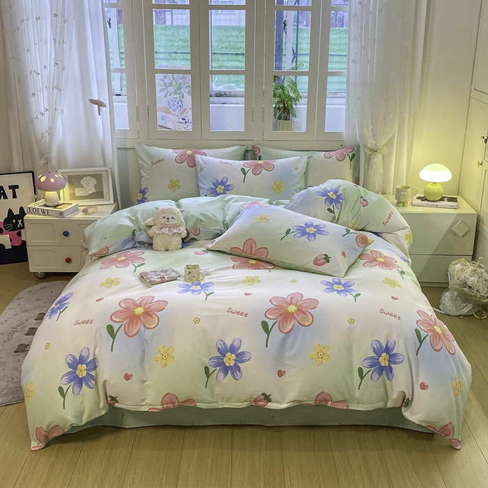 91家纺网 家纺一手货源 找家纺 红日子纺织品 2025新款A类全棉印花单被套 恋恋花语