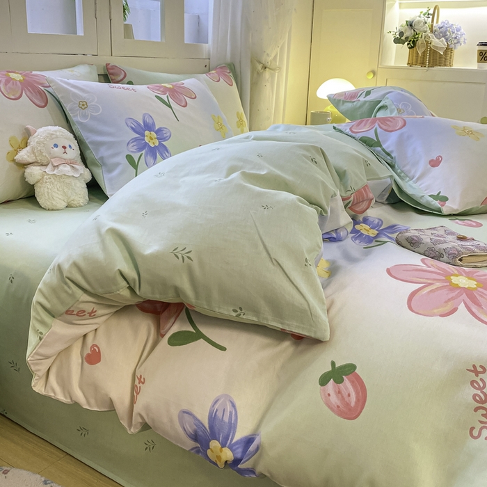 91家纺网 家纺一手货源 找家纺 红日子纺织品 2025新款A类全棉印花单被套 恋恋花语