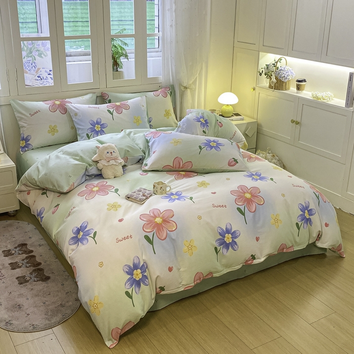 91家纺网 家纺一手货源 找家纺 红日子纺织品 2025新款A类全棉印花单被套 恋恋花语