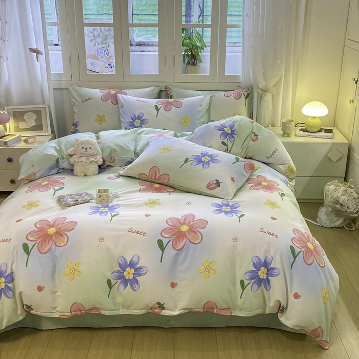 91家纺网 家纺一手货源 找家纺 红日子纺织品 2025新款A类全棉印花单被套 恋恋花语