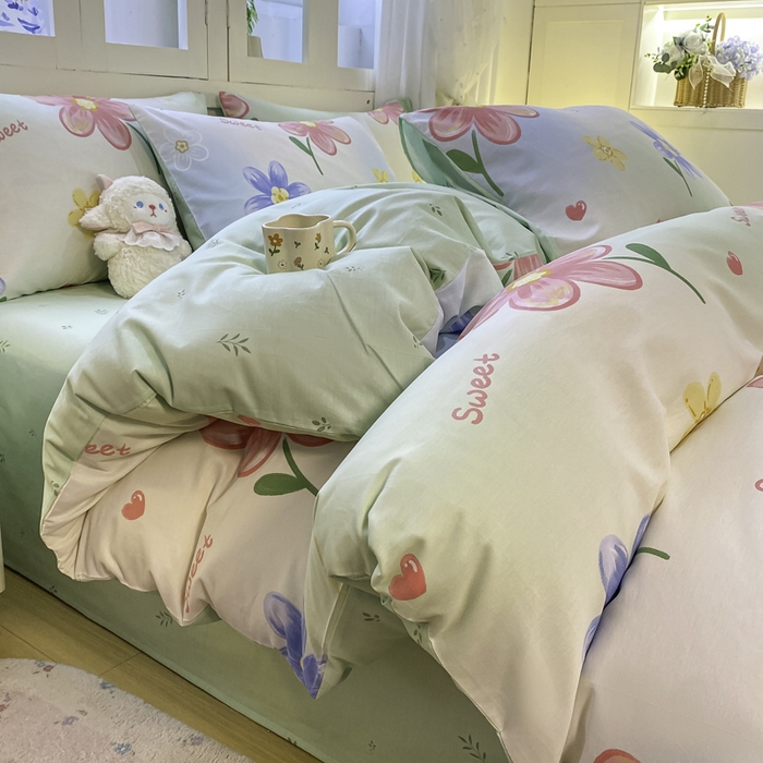 红日子纺织品 2025新款A类全棉印花单被套 恋恋花语