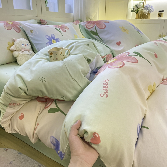 91家纺网 家纺一手货源 找家纺 红日子纺织品 2025新款A类全棉印花单被套 恋恋花语