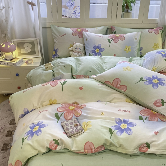 91家纺网 家纺一手货源 找家纺 红日子纺织品 2025新款A类全棉印花单被套 恋恋花语