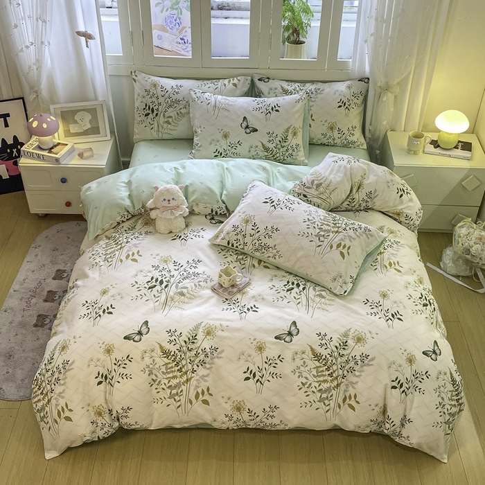 91家纺网 家纺一手货源 找家纺 红日子纺织品 2025新款A类全棉印花单被套 绿意盎然