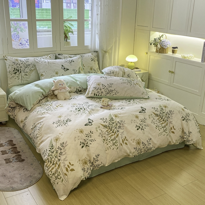 91家纺网 家纺一手货源 找家纺 红日子纺织品 2025新款A类全棉印花单被套 绿意盎然