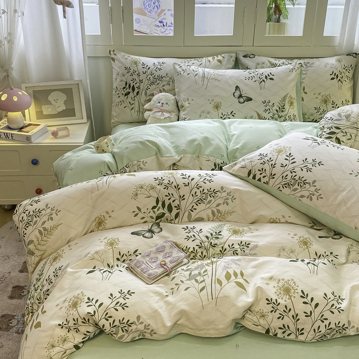 91家纺网 家纺一手货源 找家纺 红日子纺织品 2025新款A类全棉印花单被套 绿意盎然