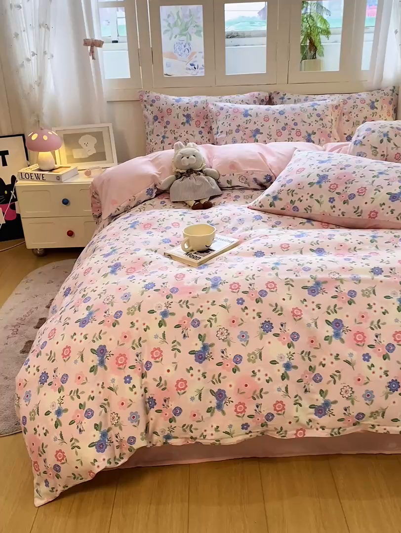 91家纺网 家纺一手货源 找家纺 红日子纺织品 2025新款A类全棉印花单被套 满园芬芳