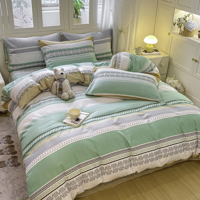 91家纺网 家纺一手货源 找家纺 红日子纺织品 2025新款A类全棉印花单被套 曼波绿