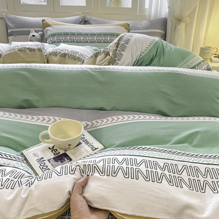 91家纺网 家纺一手货源 找家纺 红日子纺织品 2025新款A类全棉印花单被套 曼波绿