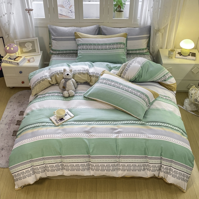 91家纺网 家纺一手货源 找家纺 红日子纺织品 2025新款A类全棉印花单被套 曼波绿