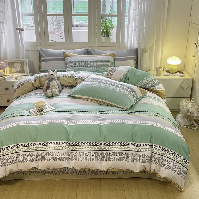 91家纺网 家纺一手货源 找家纺 红日子纺织品 2025新款A类全棉印花单被套 曼波绿