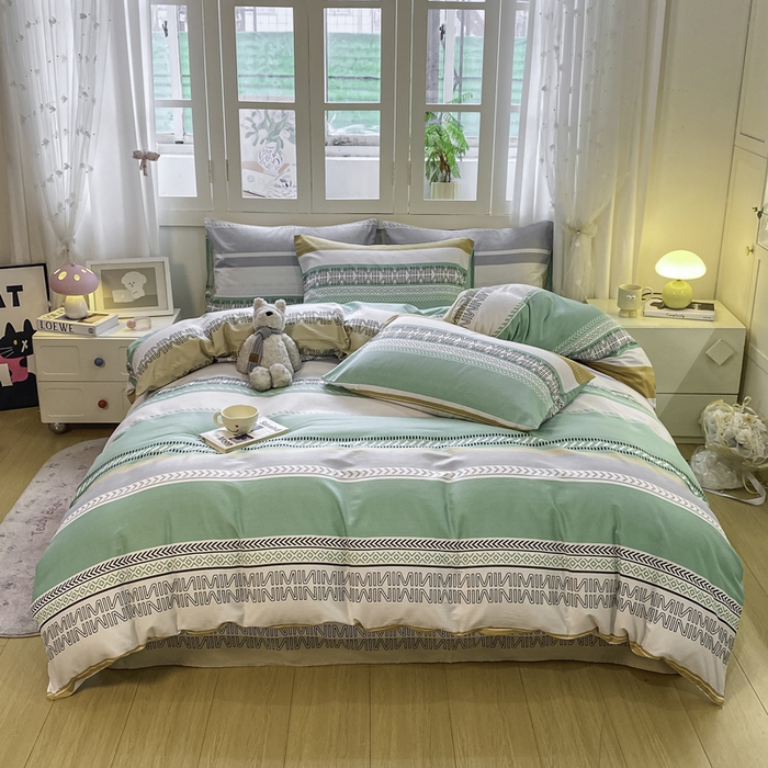 91家纺网 家纺一手货源 找家纺 红日子纺织品 2025新款A类全棉印花单被套 曼波绿