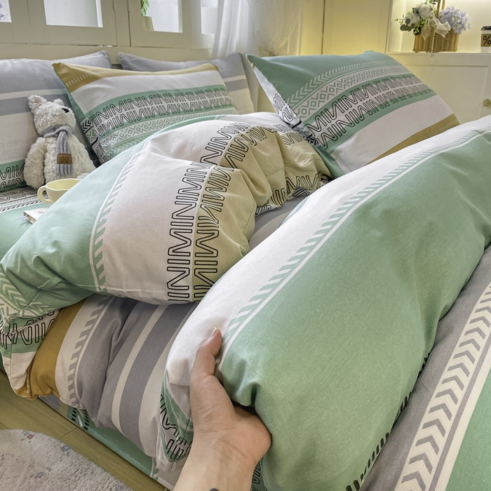 91家纺网 家纺一手货源 找家纺 红日子纺织品 2025新款A类全棉印花单被套 曼波绿