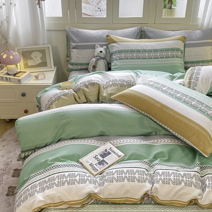91家纺网 家纺一手货源 找家纺 红日子纺织品 2025新款A类全棉印花单被套 曼波绿