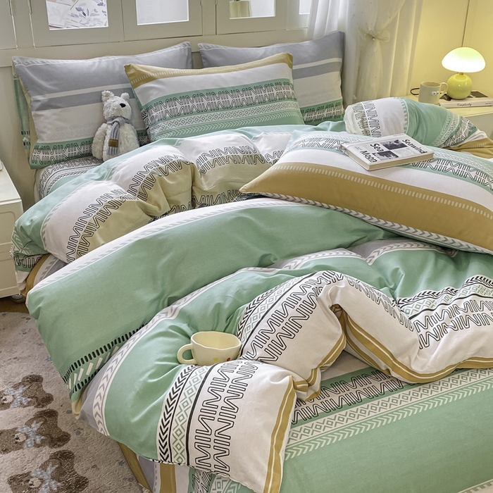 91家纺网 家纺一手货源 找家纺 红日子纺织品 2025新款A类全棉印花单被套 曼波绿