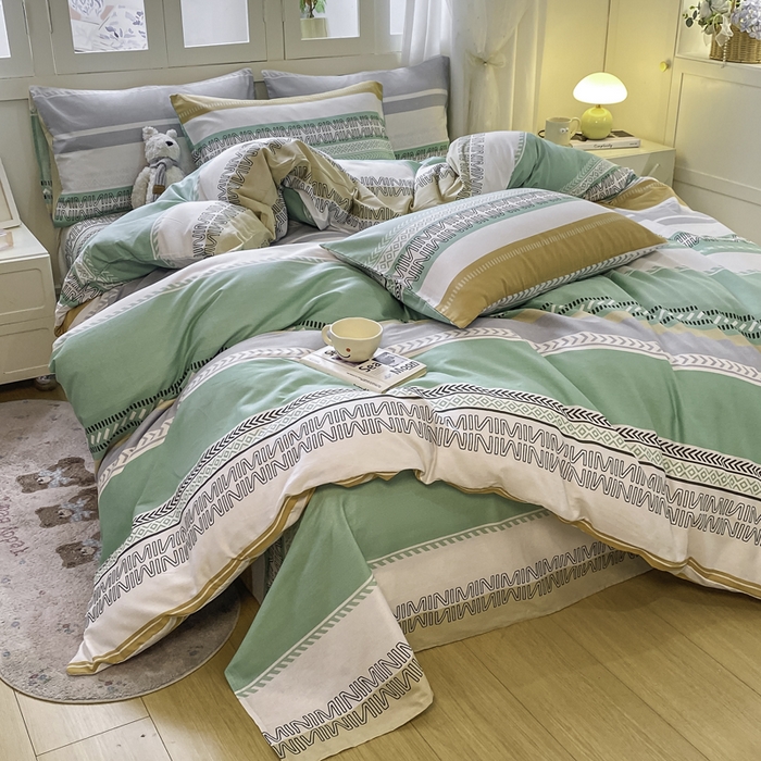 91家纺网 家纺一手货源 找家纺 红日子纺织品 2025新款A类全棉印花单被套 曼波绿