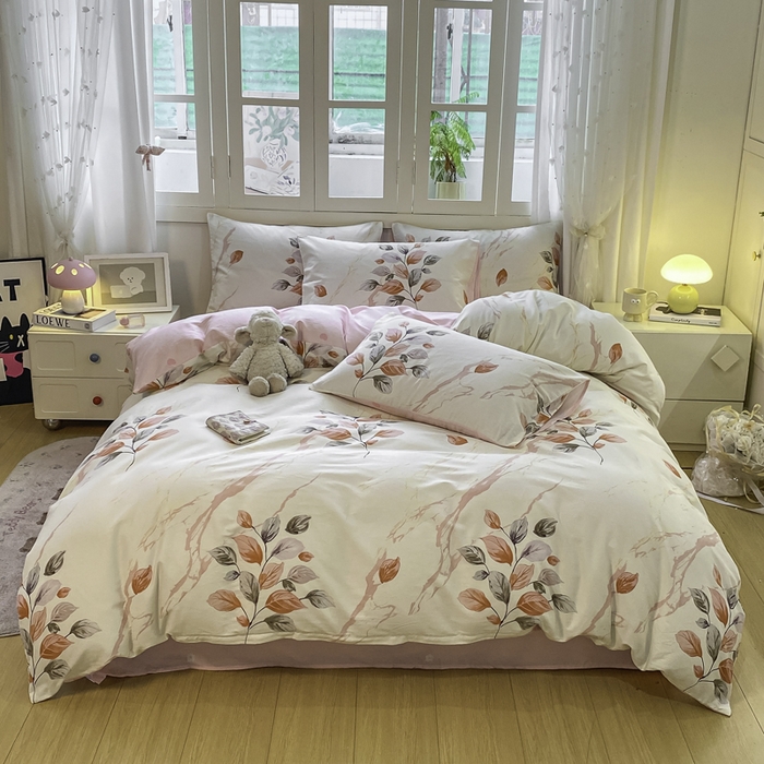 91家纺网 家纺一手货源 找家纺 红日子纺织品 2025新款A类全棉印花单被套 泊影枫叶