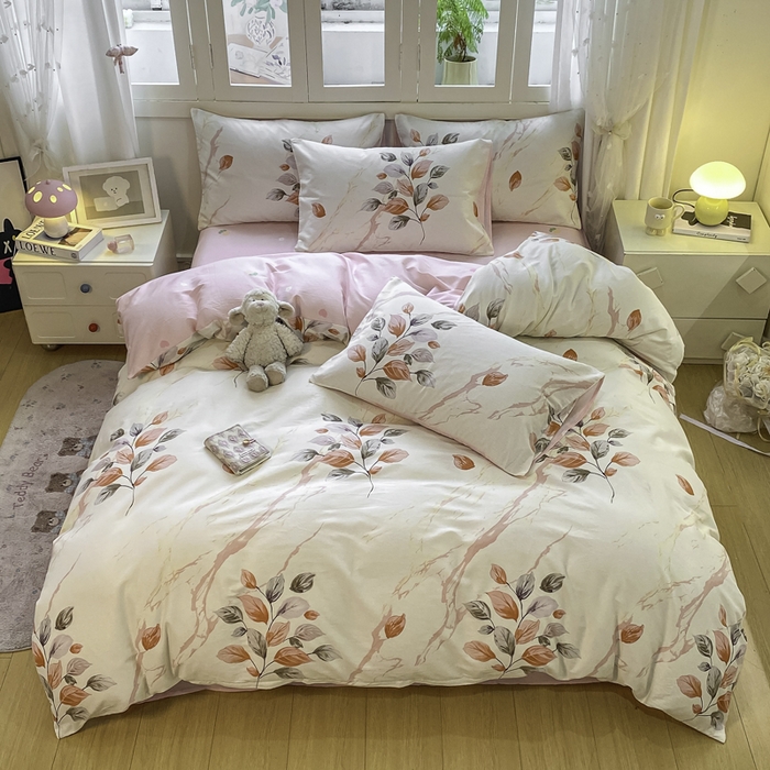 91家纺网 家纺一手货源 找家纺 红日子纺织品 2025新款A类全棉印花单被套 泊影枫叶