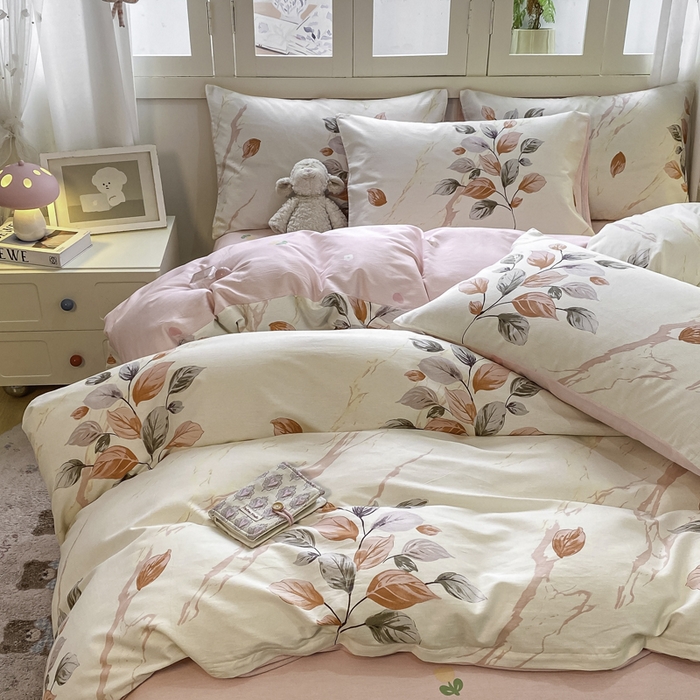 91家纺网 家纺一手货源 找家纺 红日子纺织品 2025新款A类全棉印花单被套 泊影枫叶