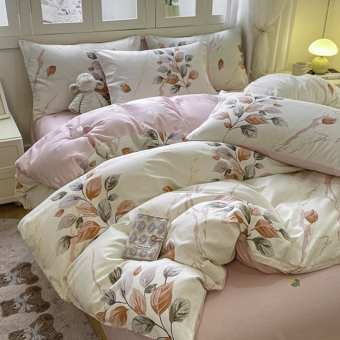 91家纺网 家纺一手货源 找家纺 红日子纺织品 2025新款A类全棉印花单被套 泊影枫叶