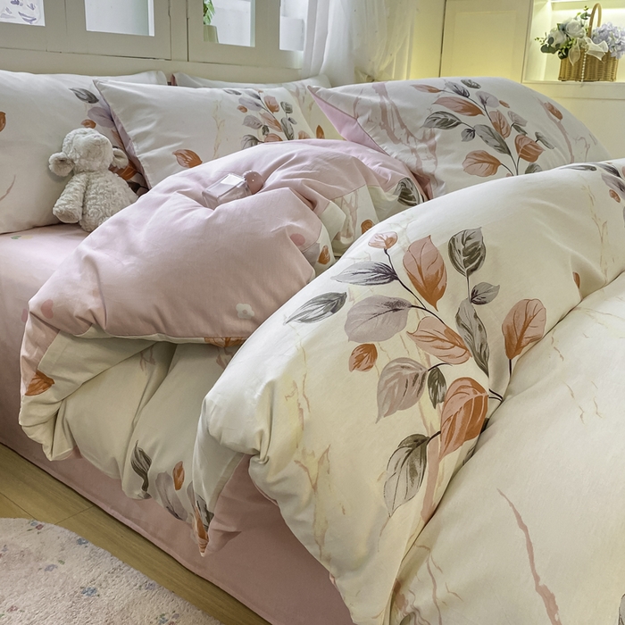 红日子纺织品 2025新款A类全棉印花单被套 泊影枫叶